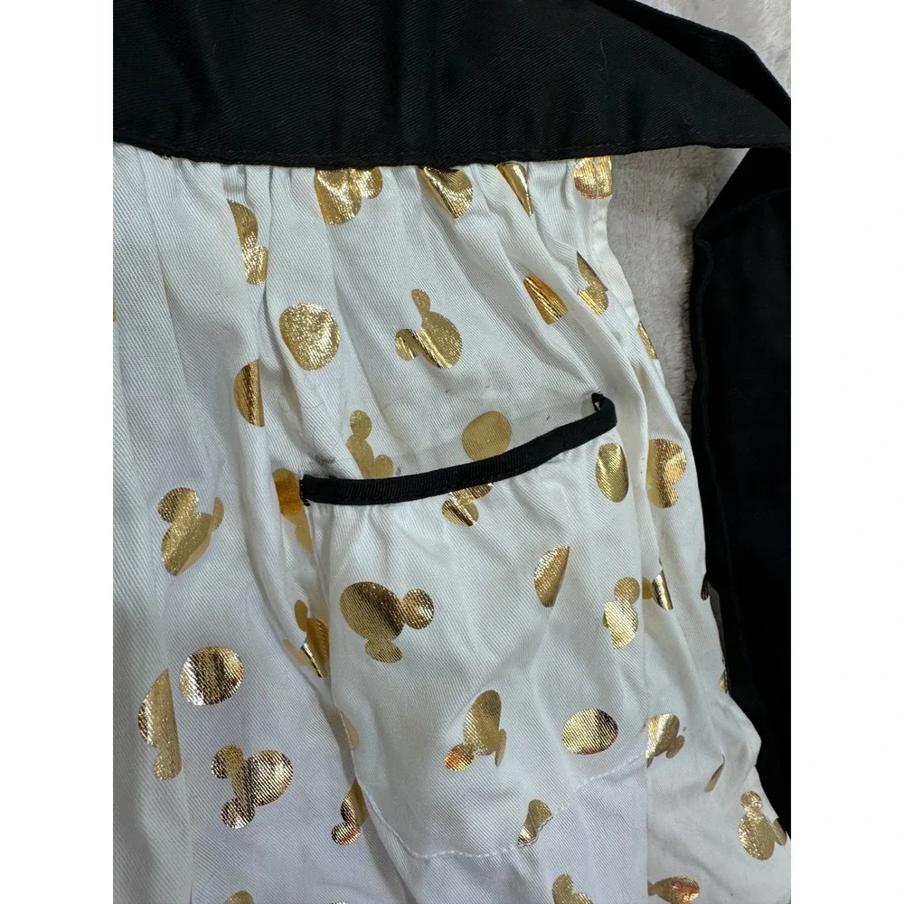 Official Disney Parks Minnie Mouse Hostess Apron White Gold Metallic Polka Dot